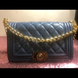 Blue crossbody purse with Gold chain